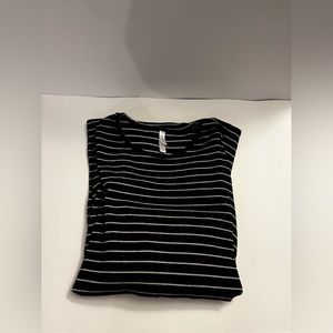 Xhilaration: Black and Silver Pinstriped Dress with Lace Wrists